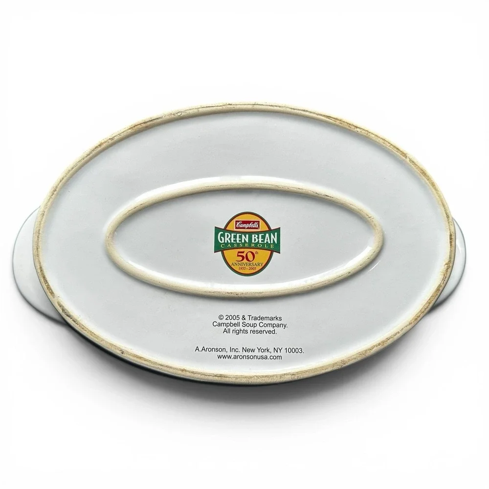 2005 Campbell's Green Bean Casserole Oval Dish W/ Classic Original Recipe Inside